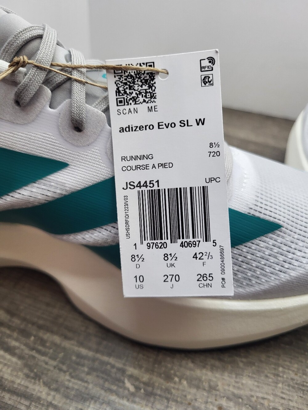 Adidas Adizero Eco SL Running Shoes Cloud White Womens Size 10 New - Picture 8 of 8